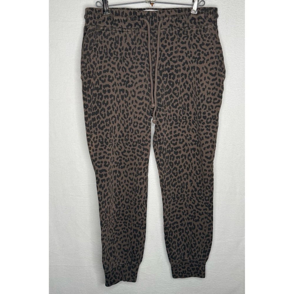 Pistola Alessa Leopard Print Jogger Pants Brown Animal Print Lounge Sz‎ M EUC